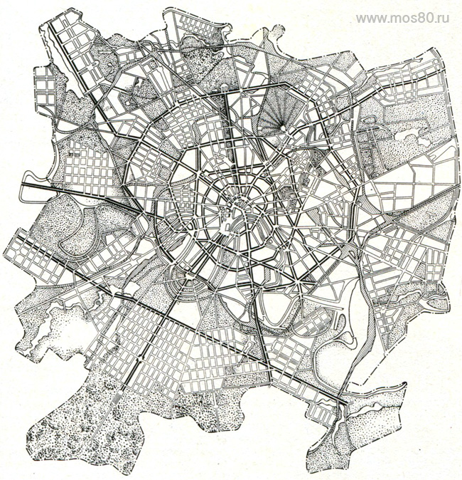 Схема Генерального плана реконструкции Москвы